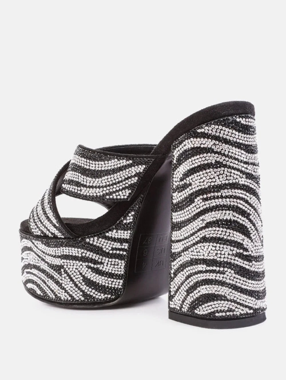 London Rag Rhinestone Zebra Platform Mules 7